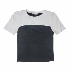 Zara Black & White Blocked Top Slit Across Chest Size Medium